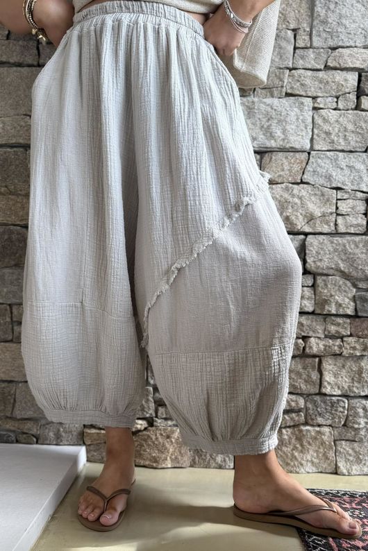 Tasha Cushion Cotton Driftwood Bloom Pant Stone